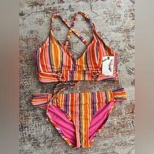 Jessica Simpson NWT striped Multicolor Bikini